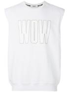 Msgm Wow Print Sleeveless Sweatshirt - White