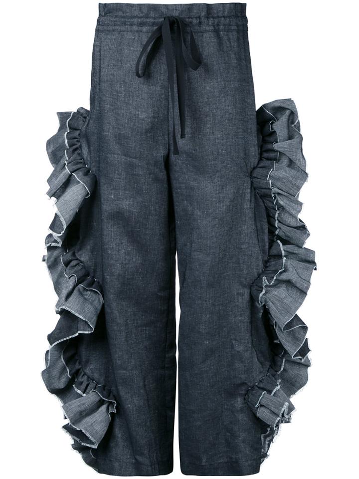 Roberts Wood Scallop Ruffle Cut-out Trousers - Grey