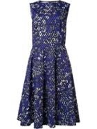 Oscar De La Renta Sleeveless Flared Dress, Women's, Size: 6, Blue, Cotton/spandex/elastane