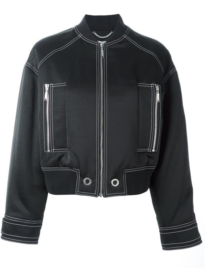 Kenzo Stitch Detailed Bomber Jacket, Women's, Size: Medium, Black, Cotton/polyester/acetate