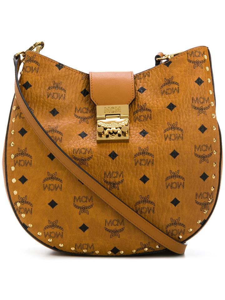 Mcm Patricia Studded Shoulder Bag - Brown