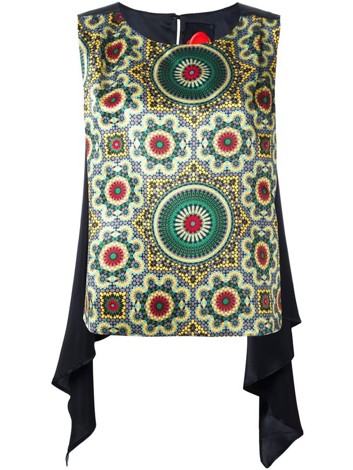 Ultràchic Printed Draped Back Blouse