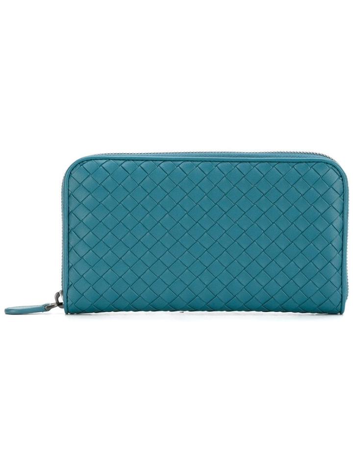 Bottega Veneta Intrecciato Zip-around Wallet - Blue
