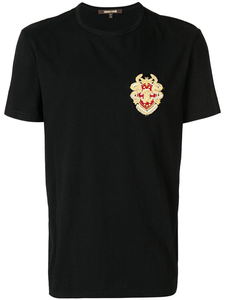 Roberto Cavalli Embellished Patch T-shirt - Black