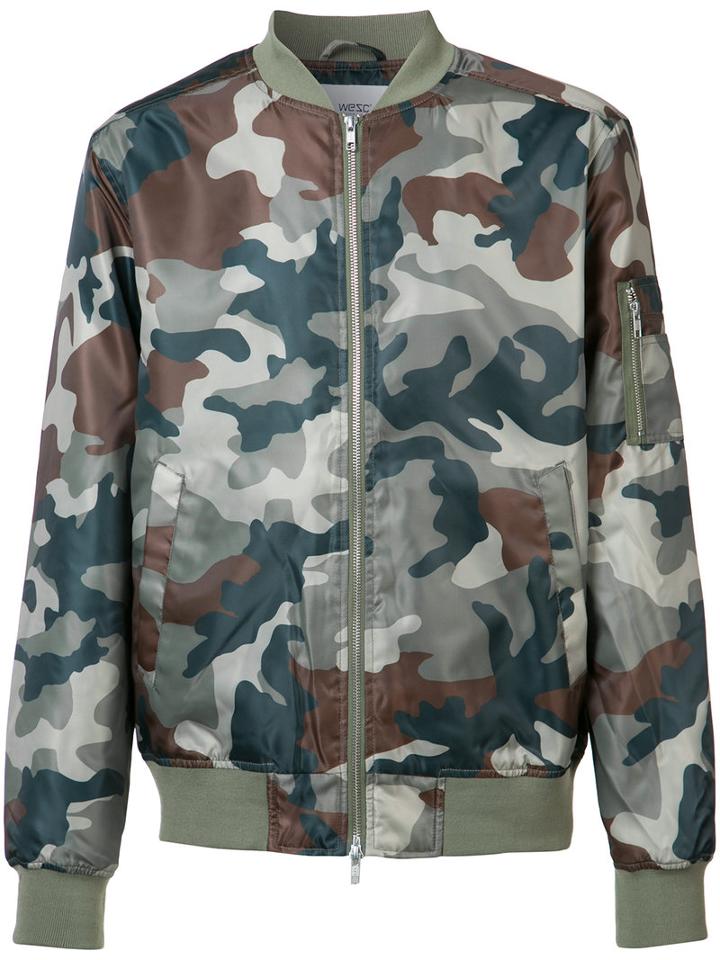 Wesc - Camouflage Bomber - Men - Polyester - S, Green, Polyester