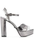 Michael Michael Kors Textured Platform Sandals - Silver