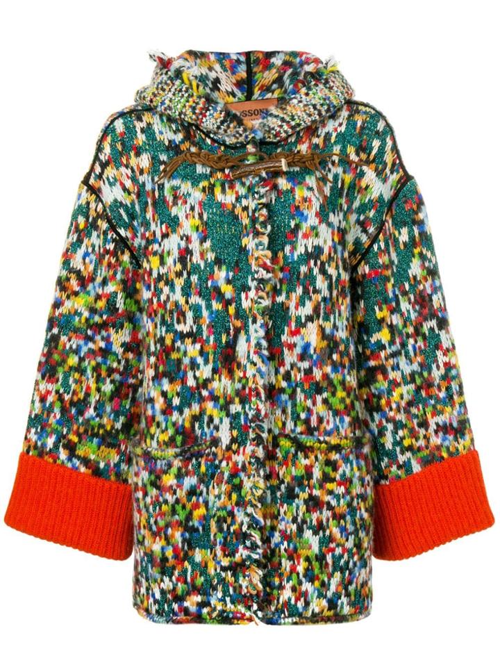 Missoni Hooded Single-breasted Coat - Orange