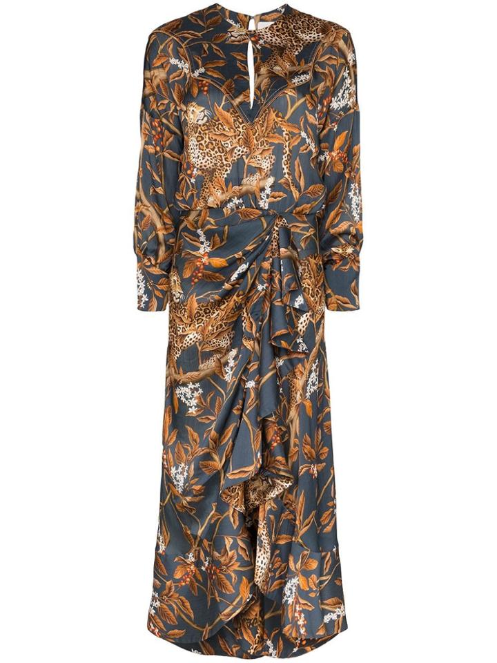 Johanna Ortiz Running With The Jaguars Printed Dress - Blue