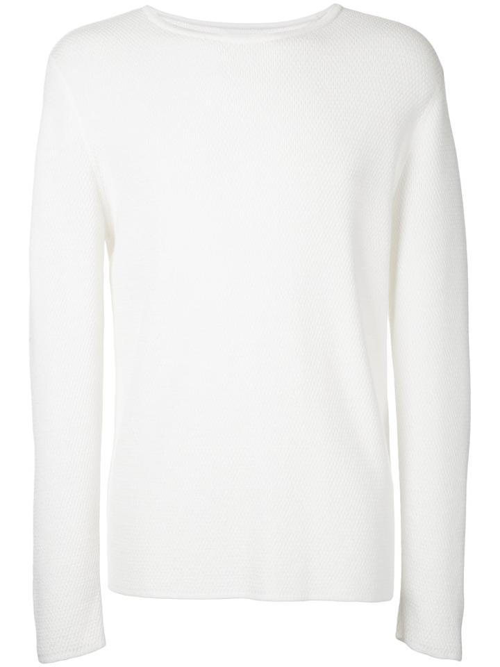 Estnation Textured Crew Neck Jumper, Men's, Size: Large, White, Wool
