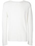 Estnation Textured Crew Neck Jumper, Men's, Size: Large, White, Wool
