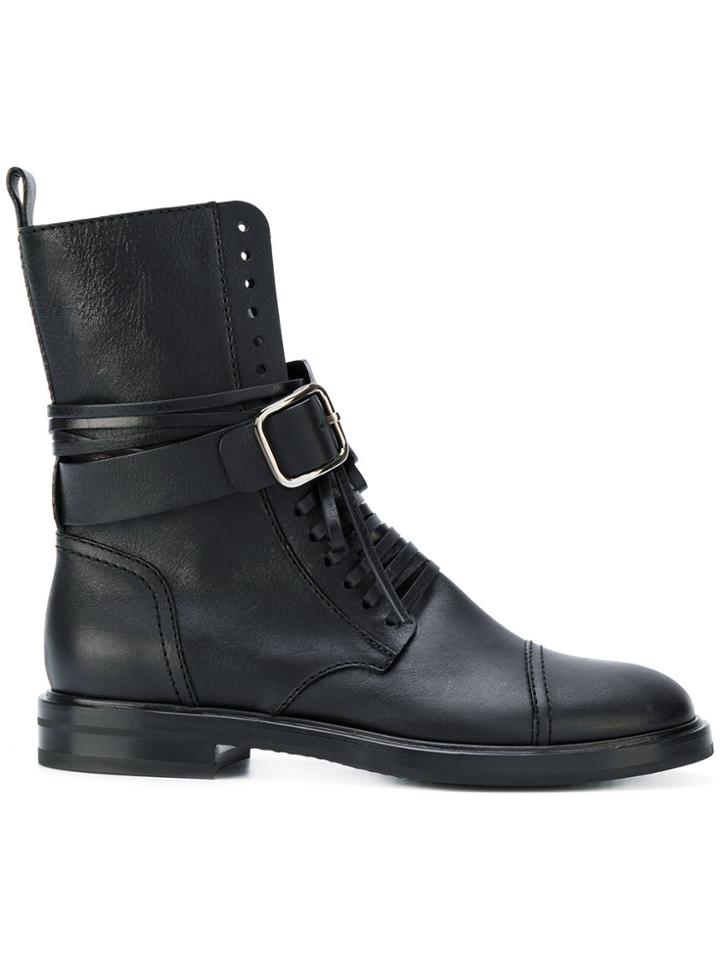 Casadei Casadei X Lena Perminova Flat Biker Boots - Black