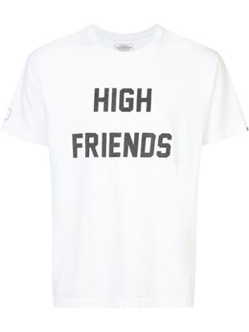 Fuct 'high Friends' Print T-shirt, Men's, Size: Large, White, Cotton