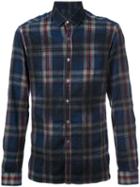 Lanvin Checked Pattern Flannel Shirt, Men's, Size: 40, Blue, Virgin Wool