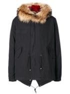 Mr & Mrs Italy - Linen Hooded Coat - Men - Cotton/lamb Skin/rabbit Fur/racoon Fur - S, Black, Cotton/lamb Skin/rabbit Fur/racoon Fur