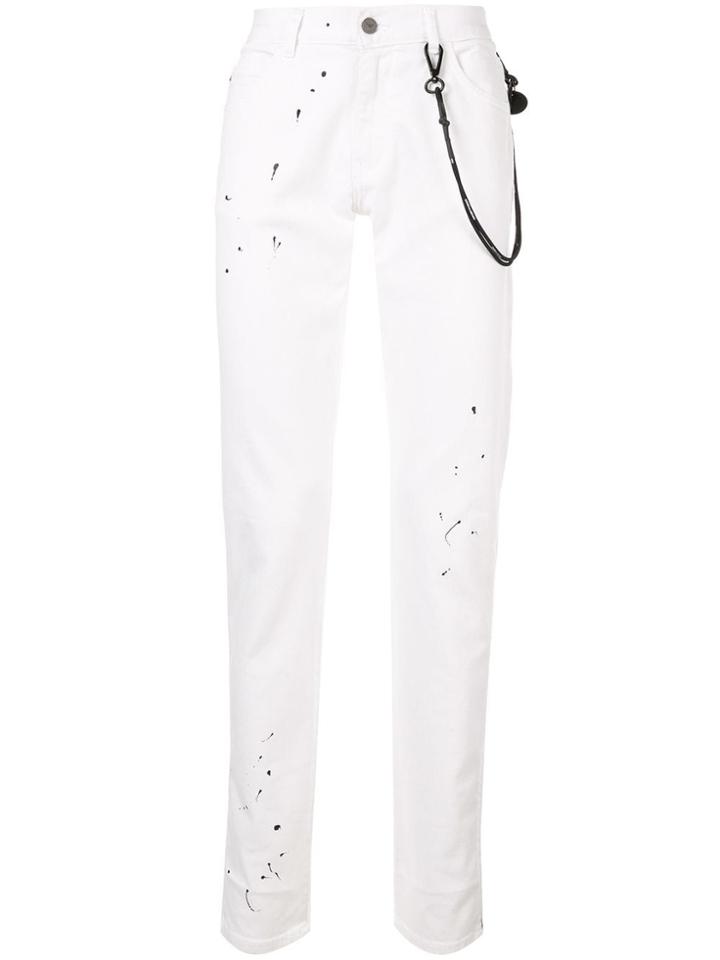 Emporio Armani Cord-detail Slim-fit Jeans - White