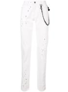 Emporio Armani Cord-detail Slim-fit Jeans - White