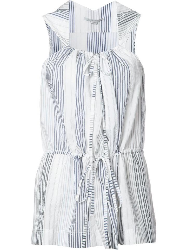 Stella Mccartney Striped Sleeveless Drawstring Top, Women's, Size: 40, White, Cotton/cupro