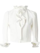 Alexander Mcqueen Ruffled Jacket, Women's, Size: 44, White, Acetate/viscose/silk
