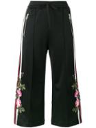 Gucci - Embroidered Cropped Track Pants - Women - Cotton/polyester - S, Black, Cotton/polyester