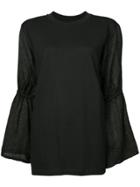 Mother Of Pearl Flared Sleeve Blouse - Black