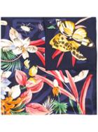 Salvatore Ferragamo Floral Assemblage Scarf, Women's, Blue, Silk