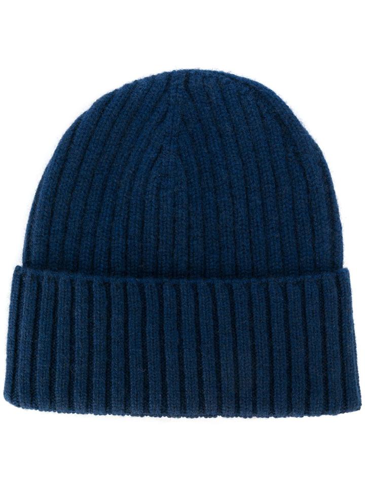 Dell'oglio Ribbed Knit Cashnere Hat - Blue