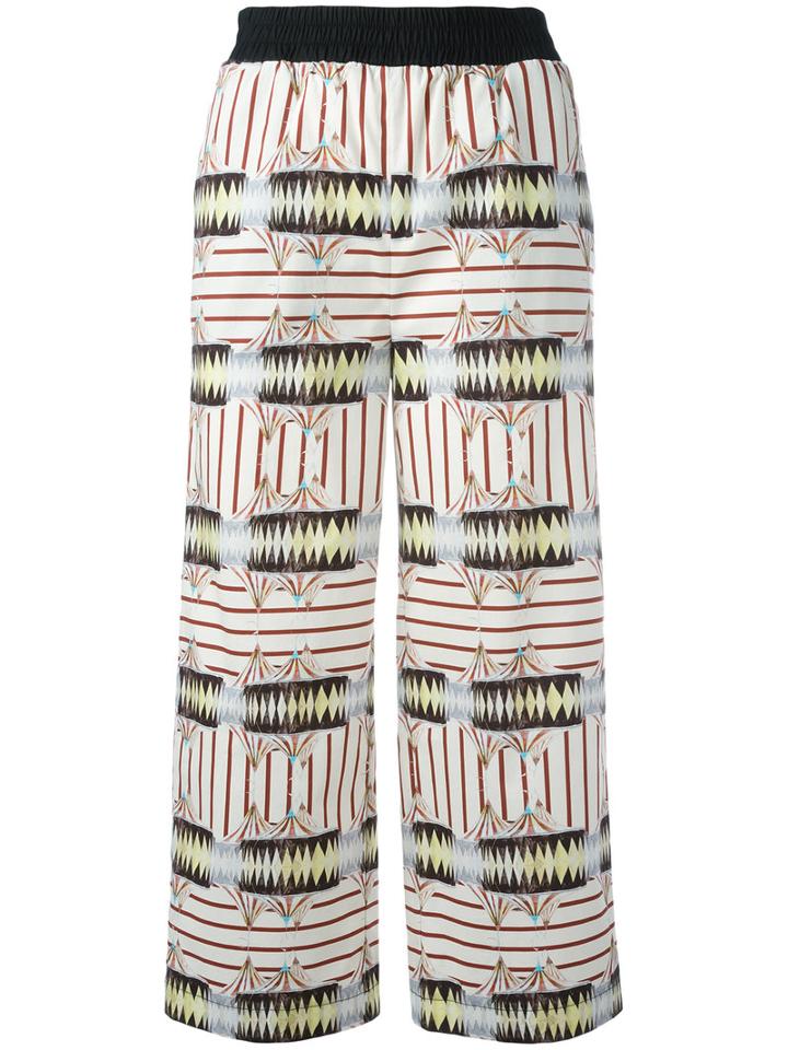 I'm Isola Marras Printed Cropped Trousers, Women's, Size: 38, Cotton/spandex/elastane