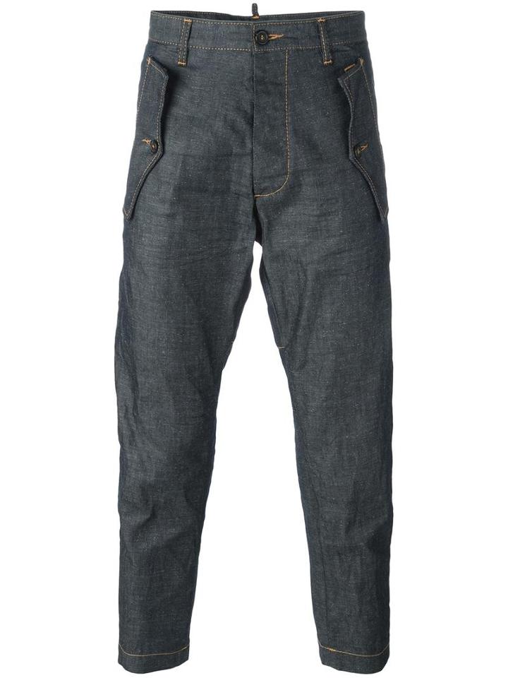 Dsquared2 Cropped Rugged Pocket Jeans, Men's, Size: 42, Blue, Cotton