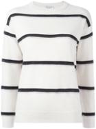 Brunello Cucinelli Striped Jumper, Women's, Size: Medium, White, Brass/cashmere