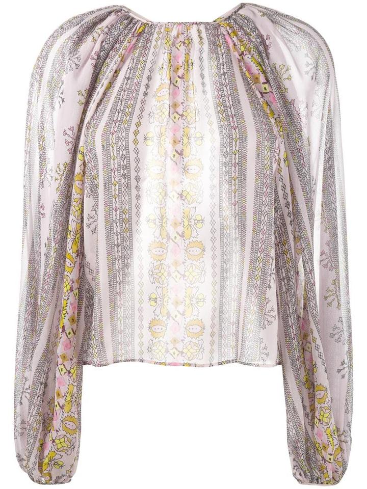 Giambattista Valli Printed Balloon-sleeved Blouse, Women's, Size: 46, Silk