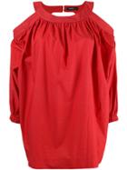 Wandering Open Back Blouse - Red