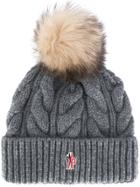 Moncler Grenoble Chunky Knit Pom Pom Beanie - Grey