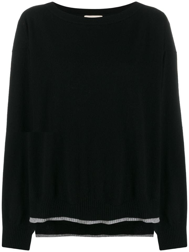 Semicouture Long-sleeve Flared Jumper - Black