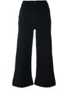 7 For All Mankind Wide Leg Cropped Jeans - Black