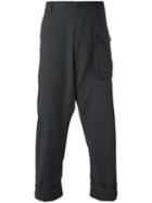 Wooster + Lardini Cropped Pocket Front Trousers, Men's, Size: 50, Grey, Wool/cotton