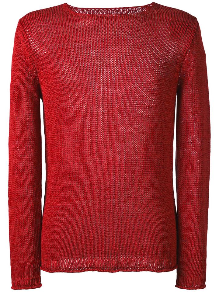 Open Knit Sweater - Men - Linen/flax - 50, Red, Linen/flax, Roberto Collina