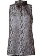 Michael Michael Kors Snakeskin Print Sleeveless Top, Women's, Size: Xs, Black, Polyester