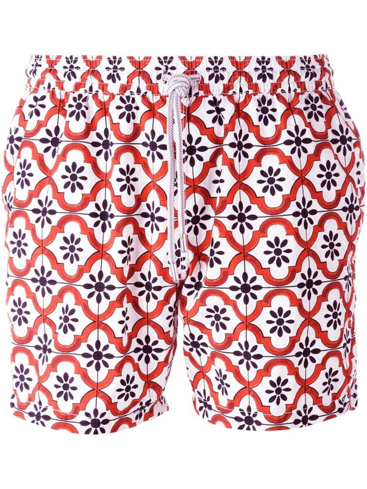Capricode Printed Swim Shorts, Men's, Size: M, Red, Nylon