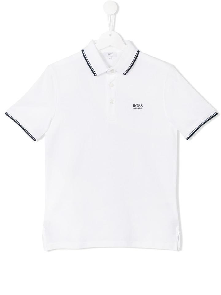 Boss Kids Embroidered Logo Polo Shirt - White