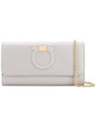 Salvatore Ferragamo Logo Embossed Chain Wallet - Grey
