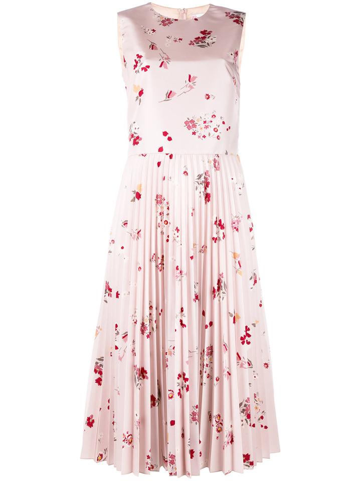 Pleated Floral Dress - Women - Polyester/acetate - 40, Pink/purple, Polyester/acetate, Red Valentino