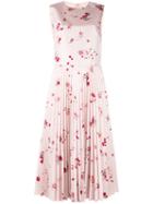Pleated Floral Dress - Women - Polyester/acetate - 40, Pink/purple, Polyester/acetate, Red Valentino