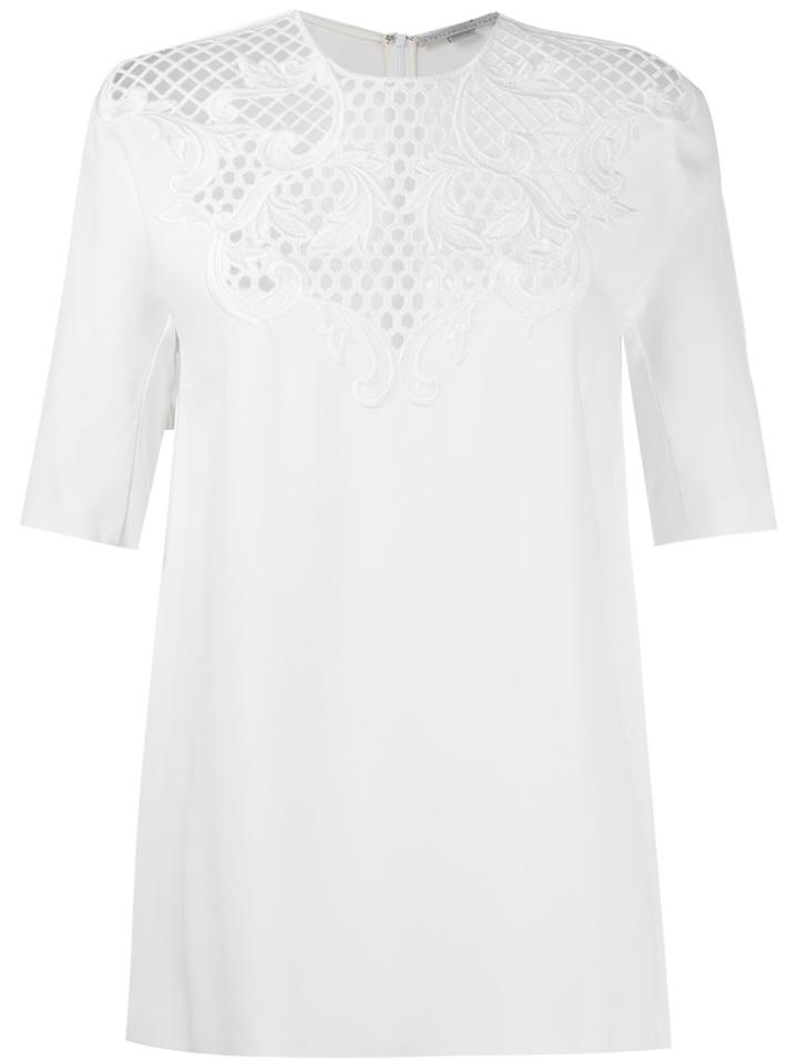 Stella Mccartney Perforated Lace Panel Blouse, Women's, Size: 38, White, Cotton/spandex/elastane/acetate/viscose