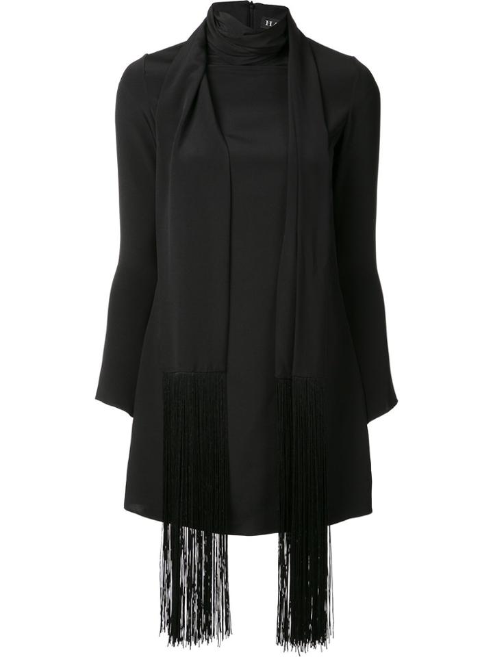 Haney 'cobie' Fringe Scarf Dress - Black