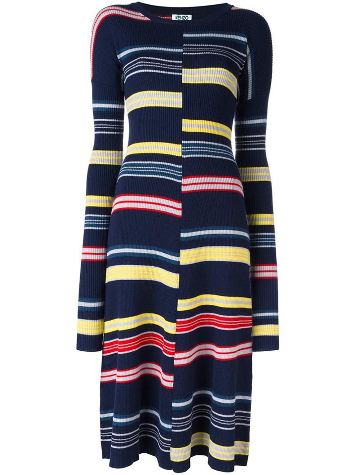 Kenzo Striped Knit Dress, Women's, Size: Small, Wool