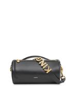 Burberry The Kingdom Motif Leather Barrel Bag - Black