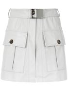 Andrea Bogosian Leather Skirt With Pockets - Grey