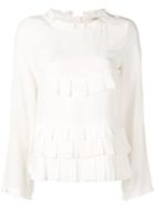 Odeeh Frill Trim Top - White
