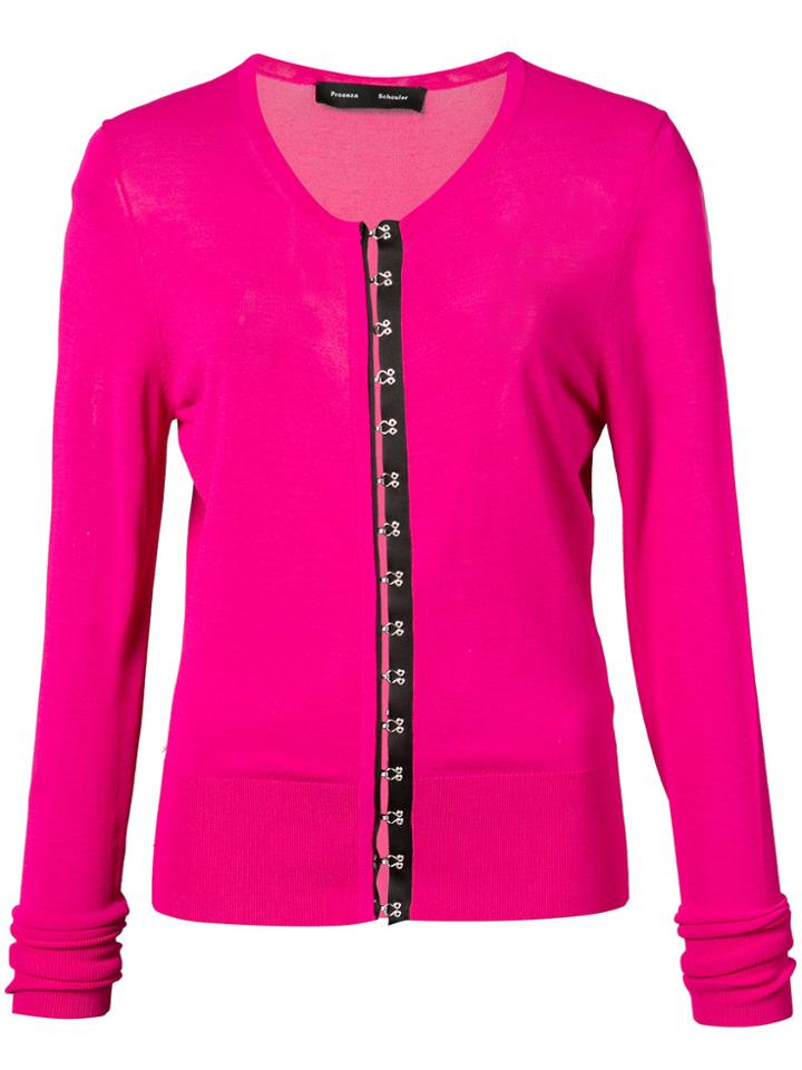 Proenza Schouler Long Sleeve Short Cardigan - Pink & Purple