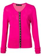 Proenza Schouler Long Sleeve Short Cardigan - Pink & Purple